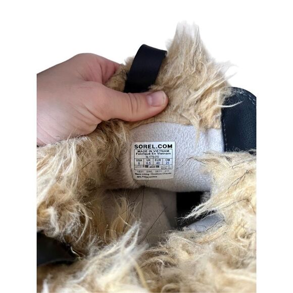 Sorel Joan Of Arctic Boots Black size 8 Snow Lace Up Faux Fur waterproof - Picture 6 of 14